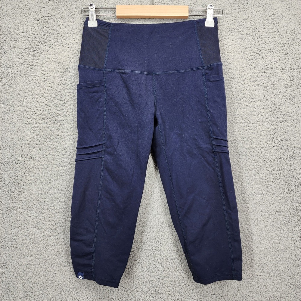 Oiselle Womens Navy Blue Mesh Panel Running Capri Leggings‎ Size 2 Pocket